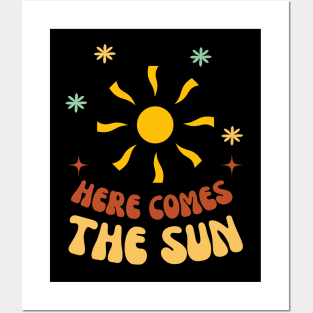 Cute Sunshine Here Comes The Sun Groovy Women Summer Posters and Art
